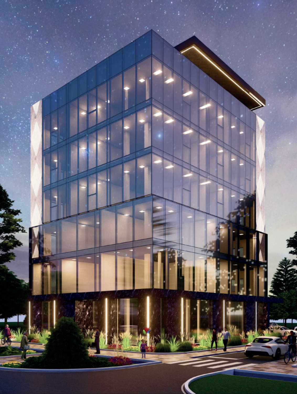 Бизнес-центр Monterra - ночной вид